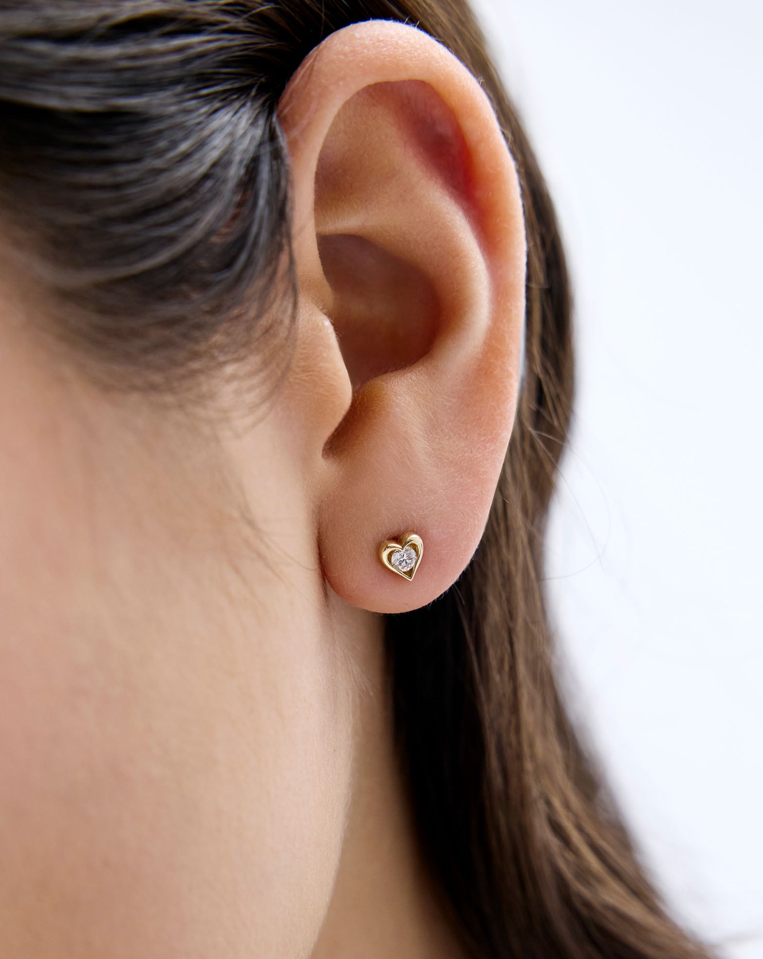 Framed Lab Diamond Heart Studs