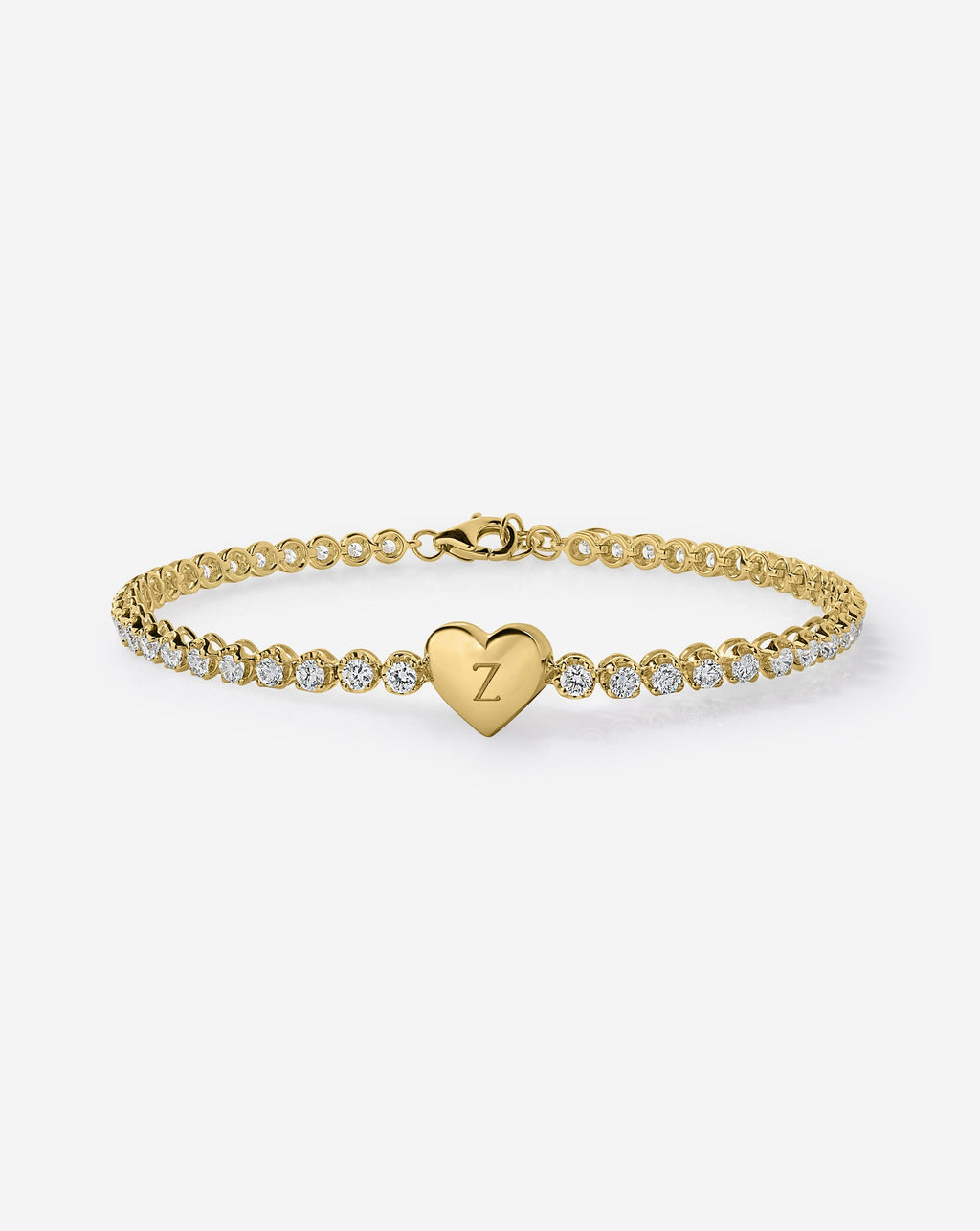 Engravable Heart Lab Diamond Tennis Bracelet