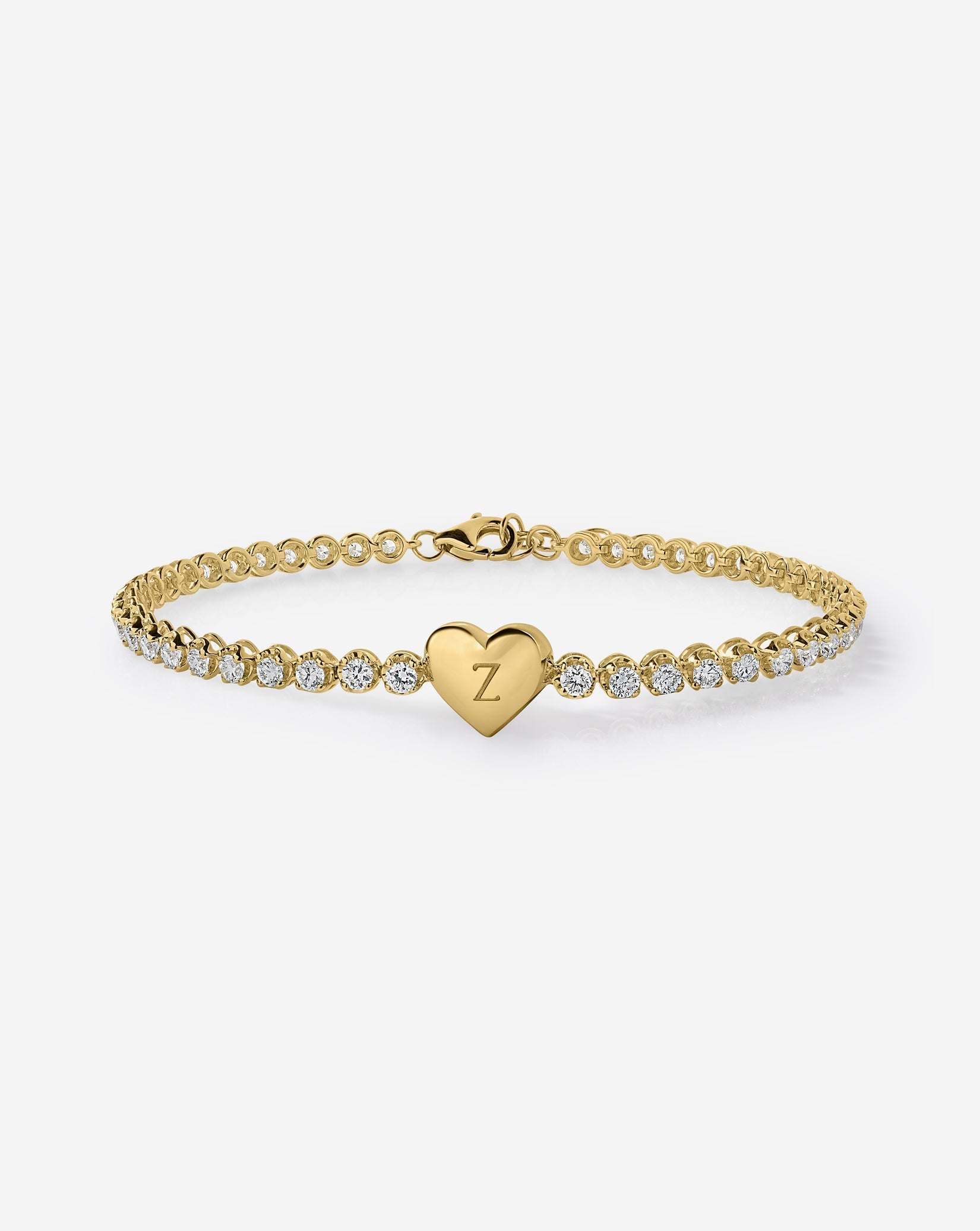 Engravable Heart Lab Diamond Tennis Bracelet