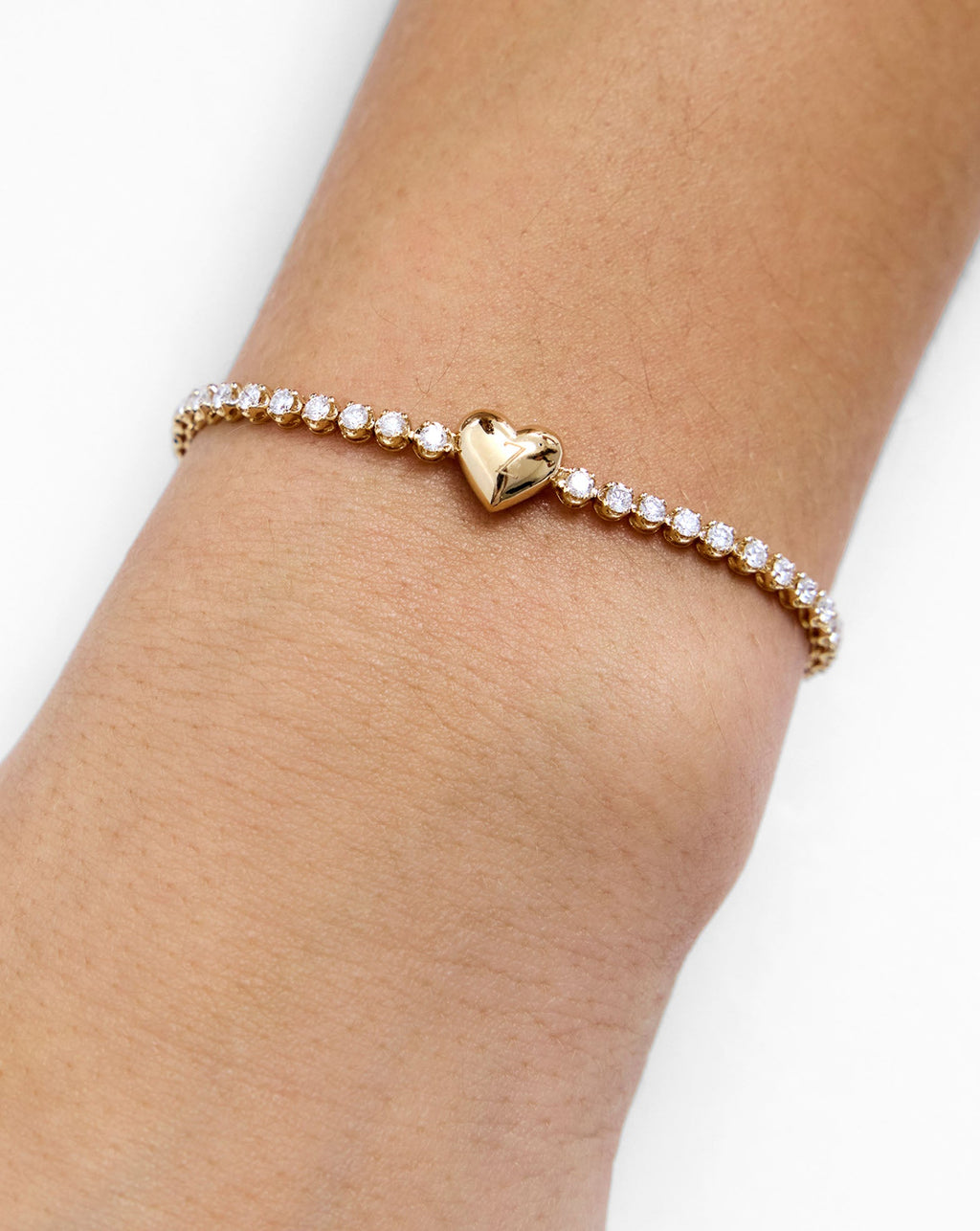 Engravable Heart Lab Diamond Tennis Bracelet
