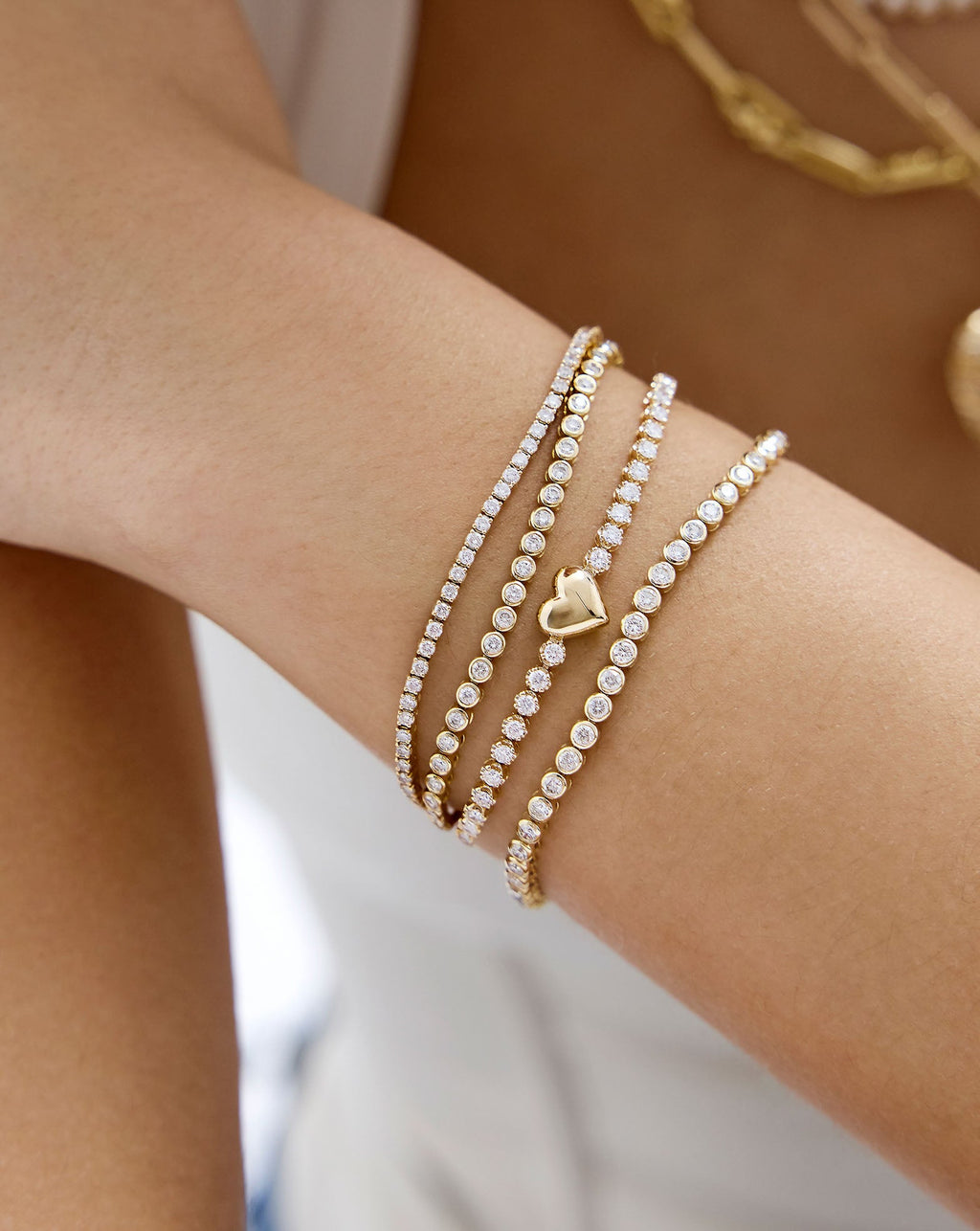 Engravable Heart Lab Diamond Tennis Bracelet