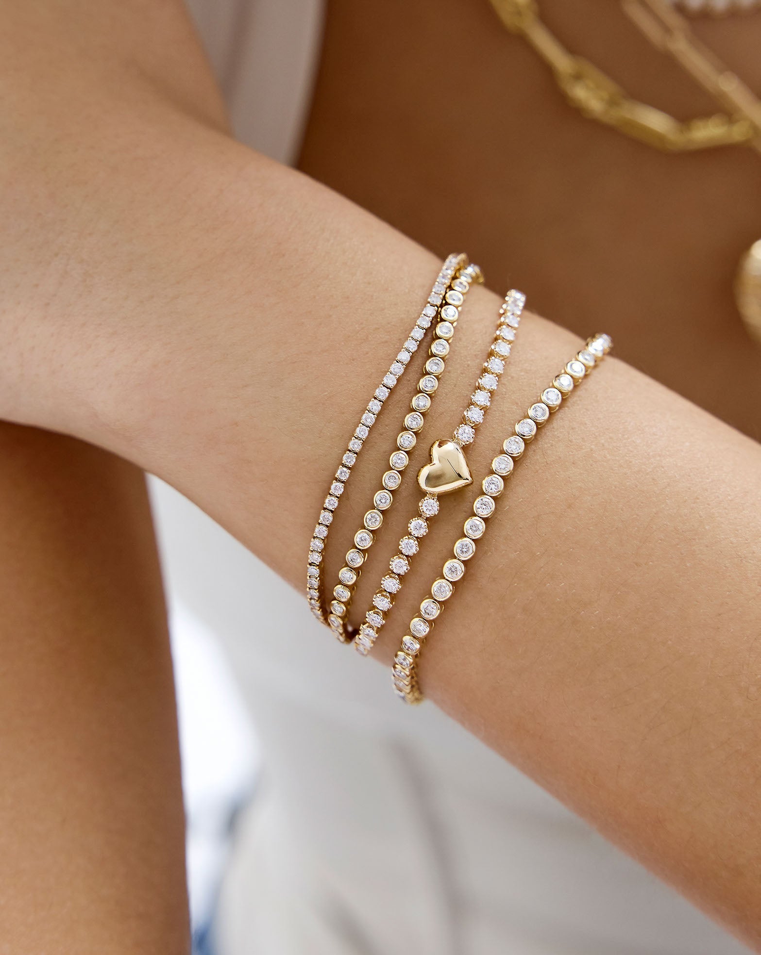 Engravable Heart Lab Diamond Tennis Bracelet