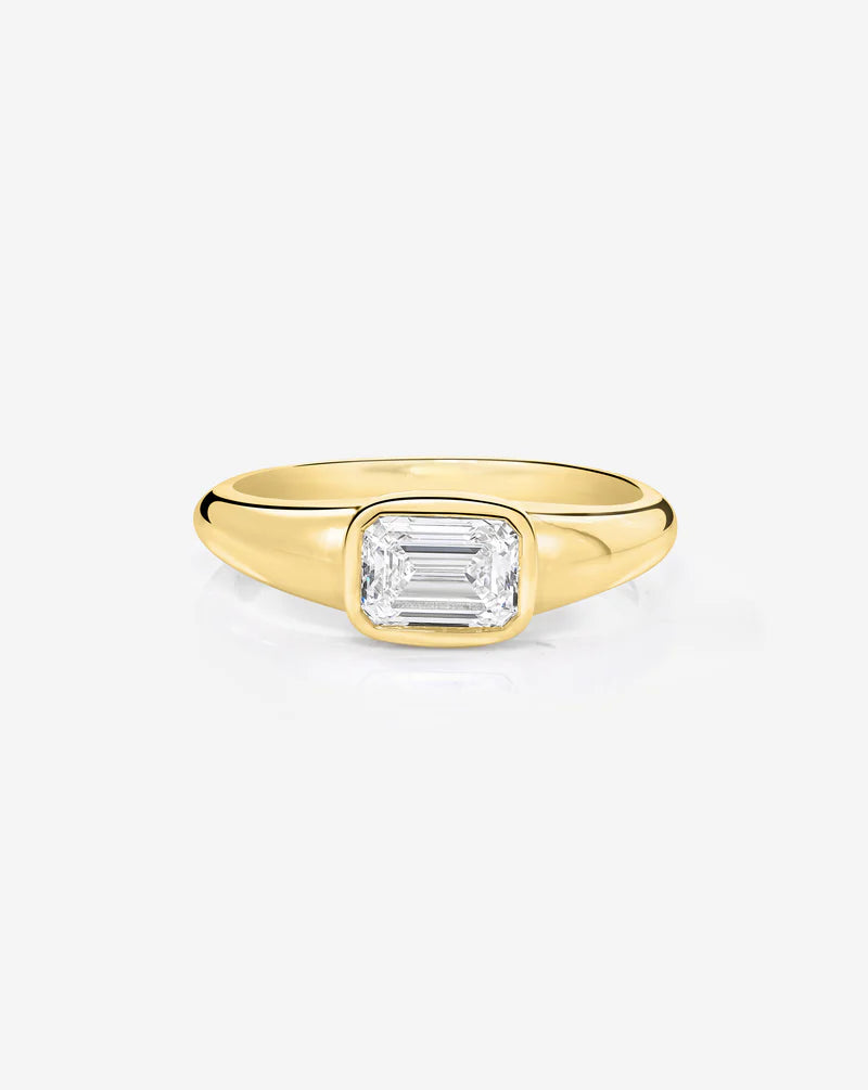 Bezel Emerald Lab Diamond Ring