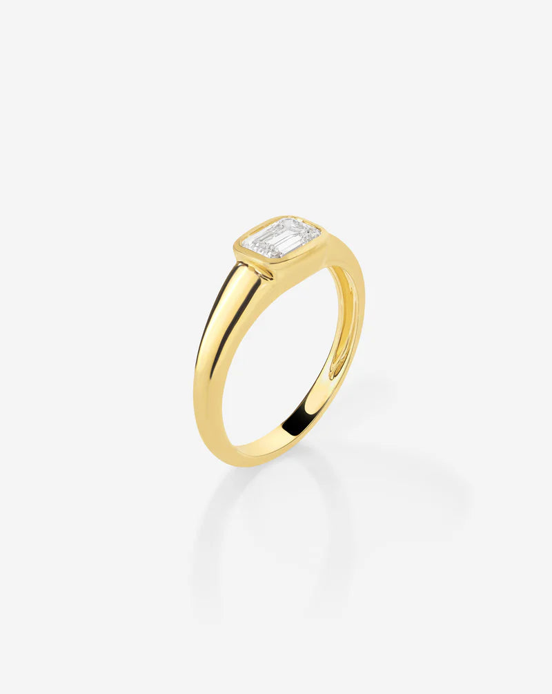 Bezel Emerald Lab Diamond Ring