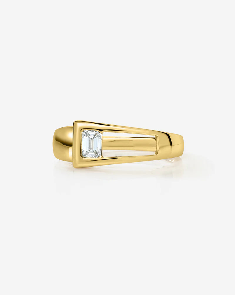 Tapered Emerald Lab Diamond Ring