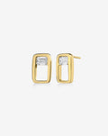 Open Frame Emerald Lab Diamond Earrings