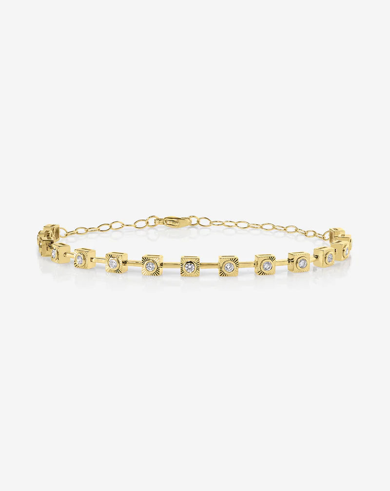 Fluted Lab Diamond Station Bracelet