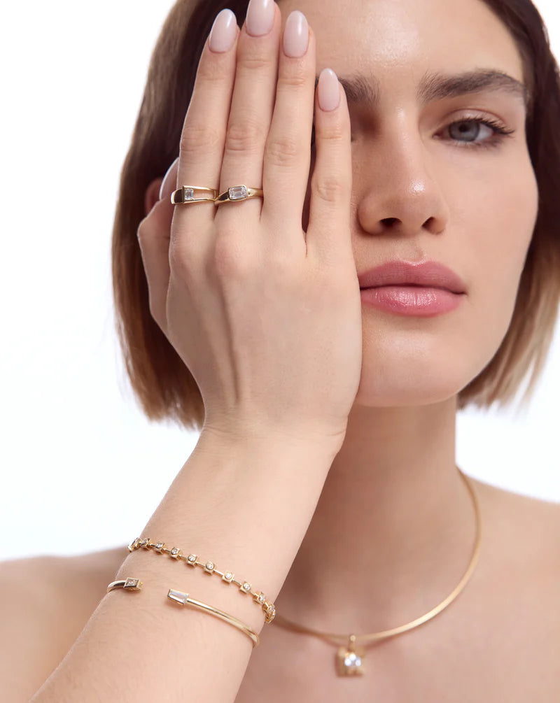 Fluted Lab Diamond Station Bracelet