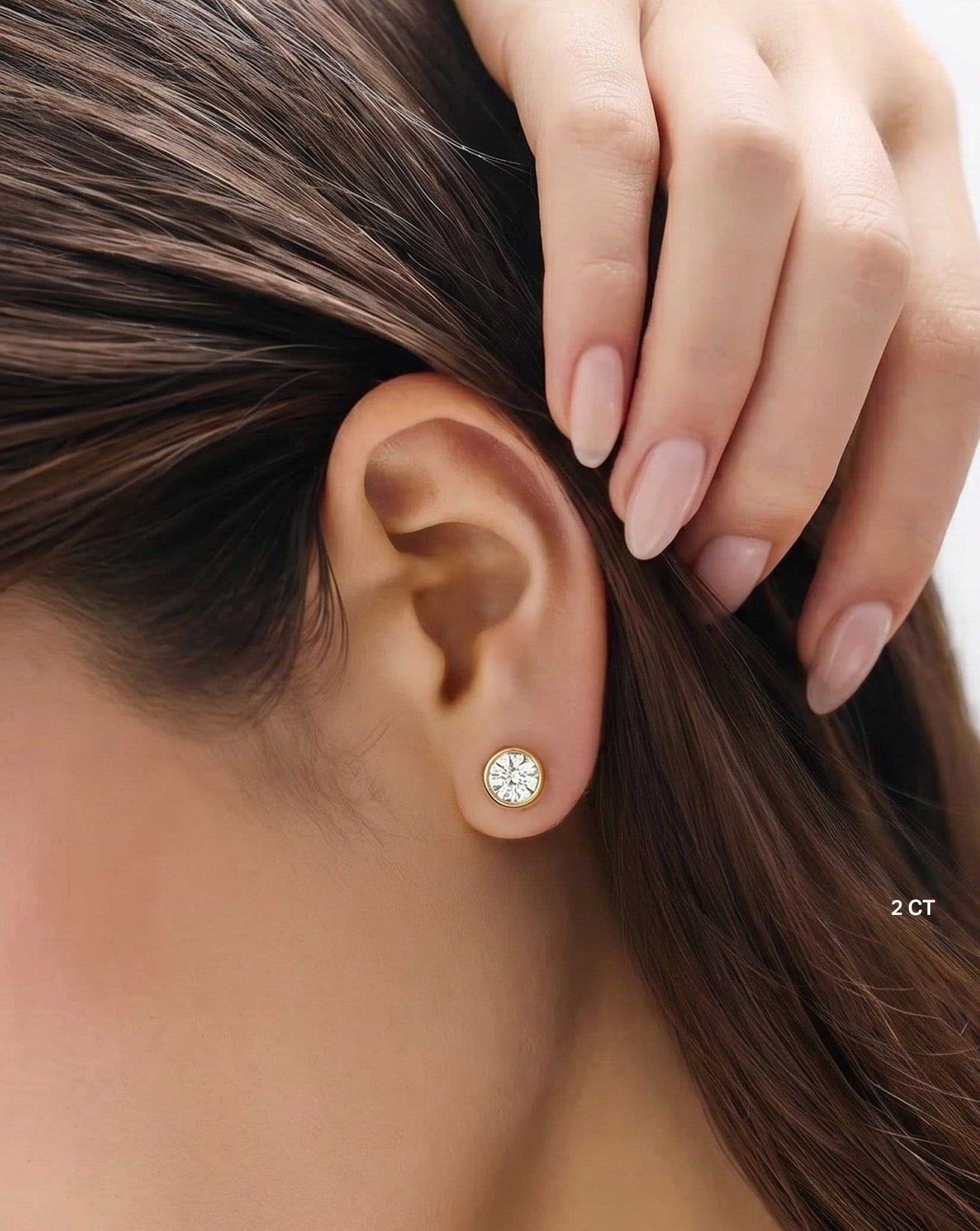 Bezel Round Lab Diamond Studs
