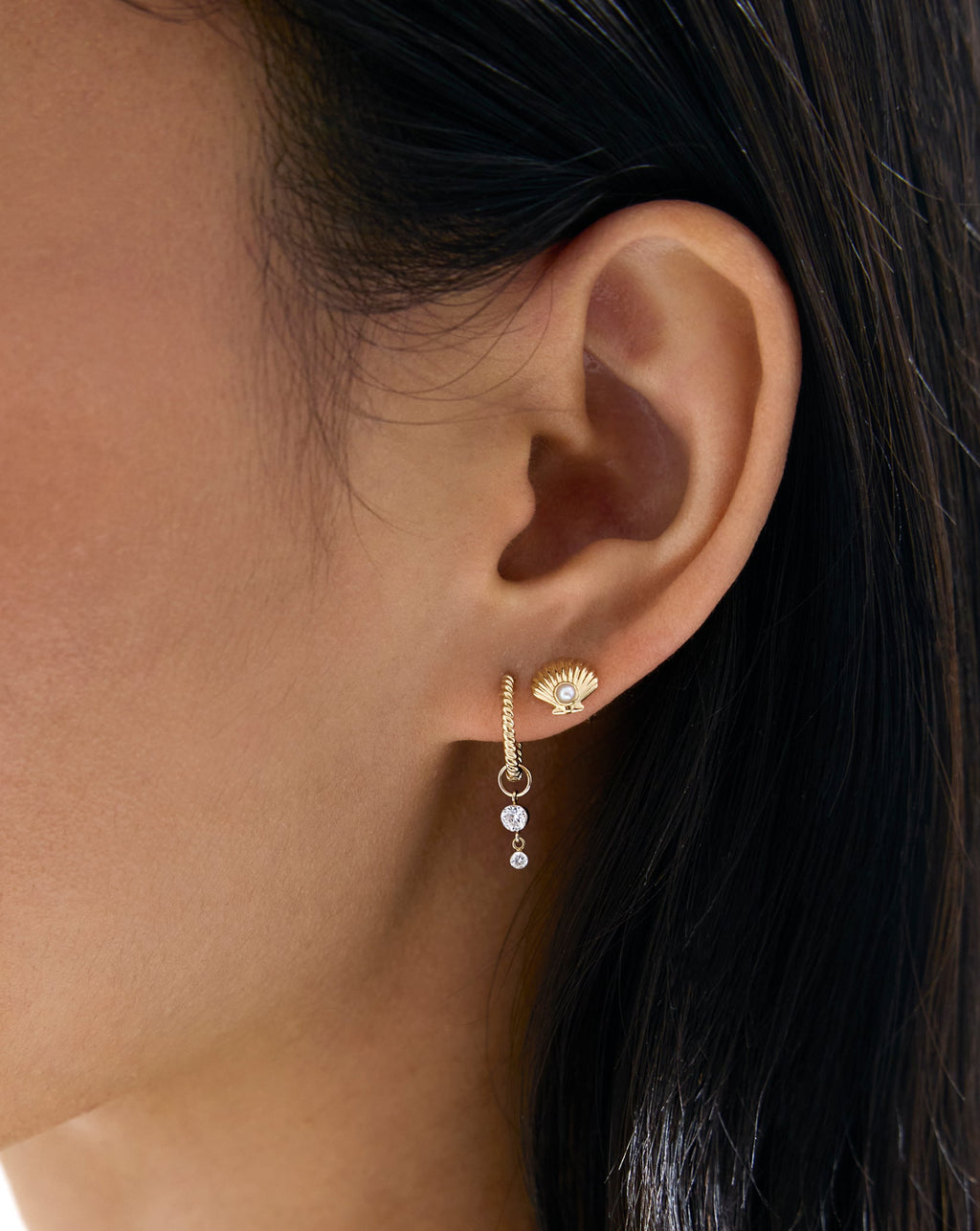 Seashell + Pearl Studs