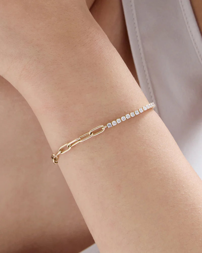 Round Lab Diamond Tennis Chain Bracelet