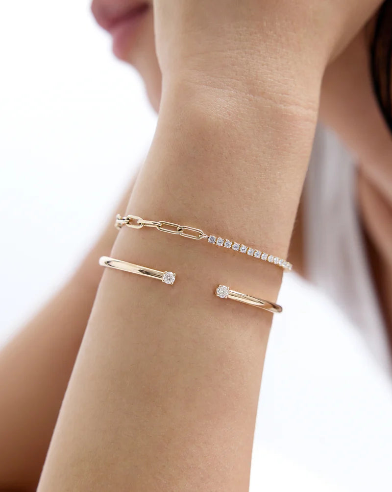 Round Lab Diamond Tennis Chain Bracelet