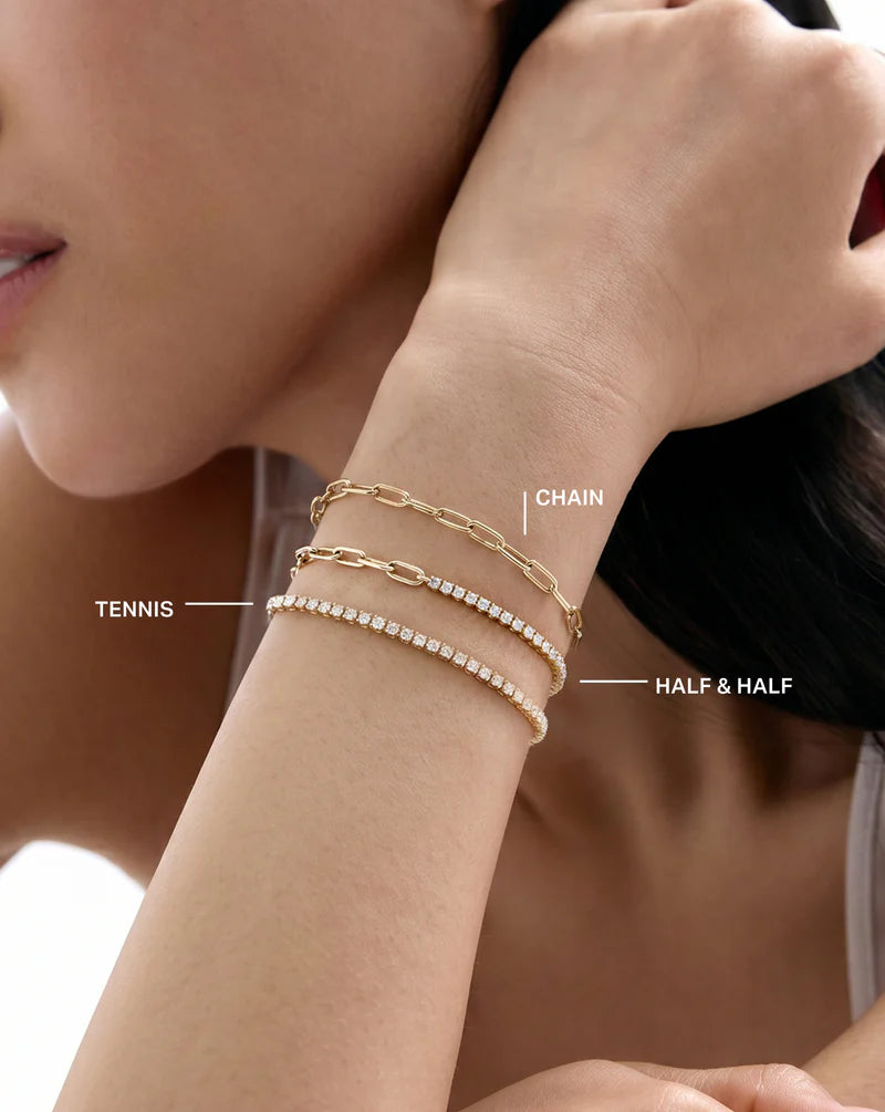Round Lab Diamond Tennis Chain Bracelet