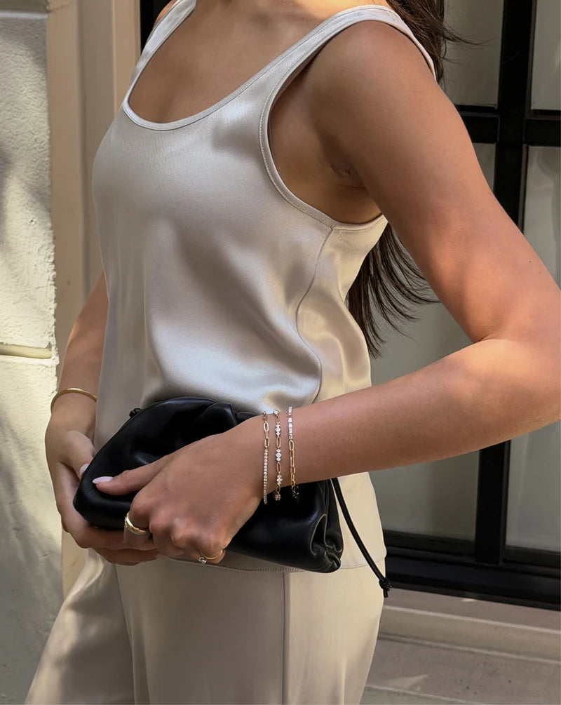 Round Lab Diamond Tennis Chain Bracelet