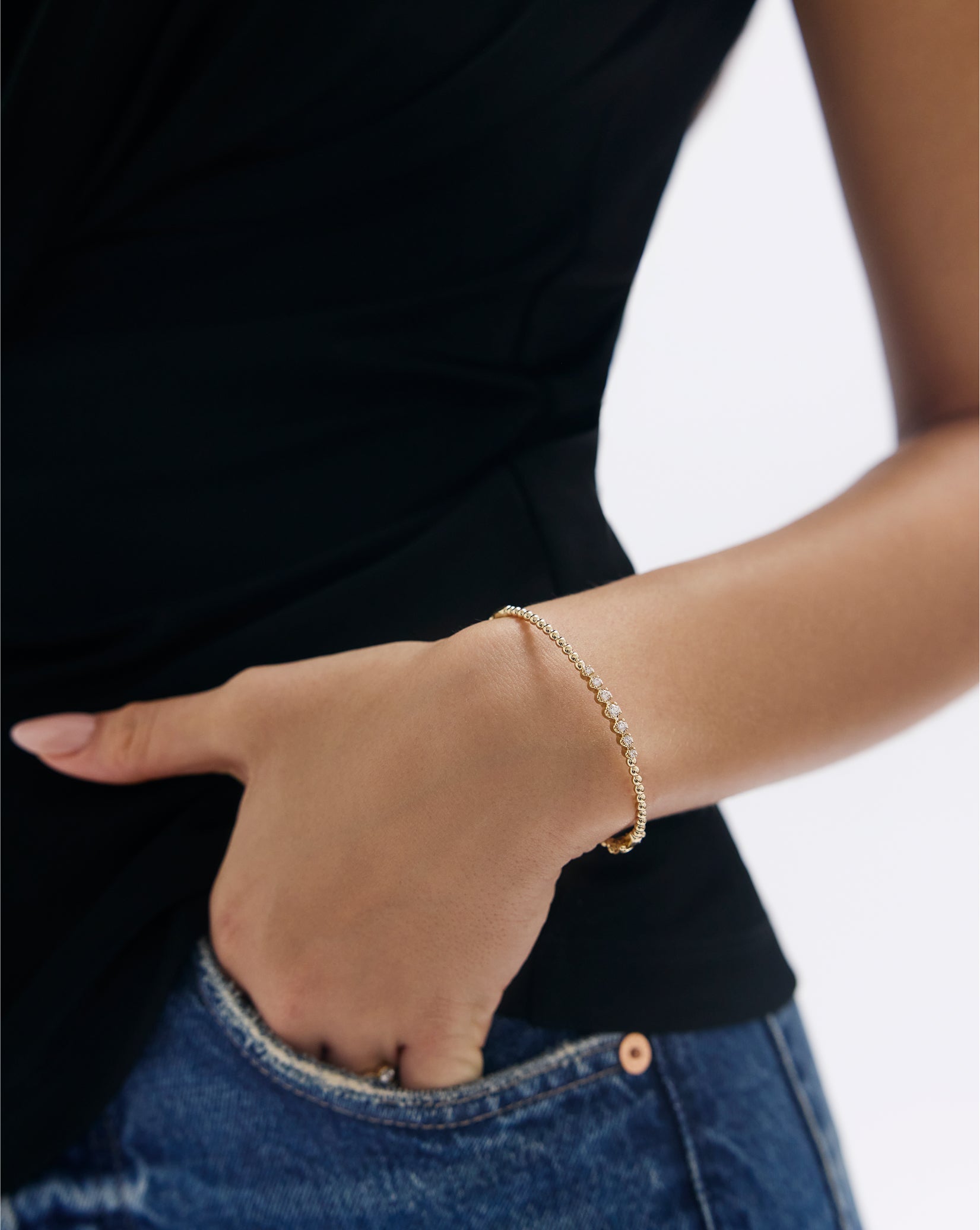 Diamond Cluster Bead Bangle