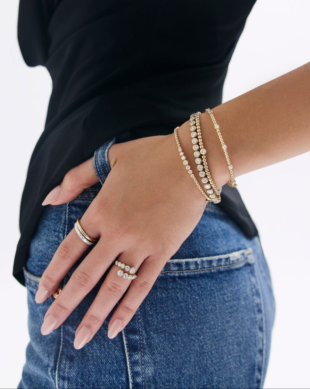Diamond Cluster Bead Bangle