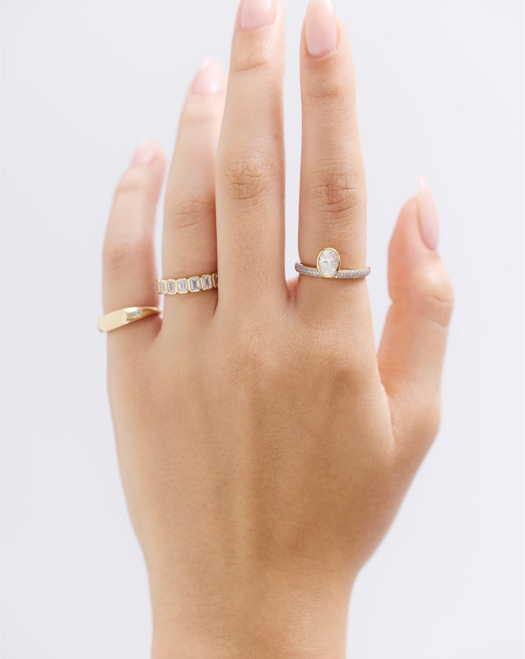 Framed Oval Pavé Lab Diamond Ring