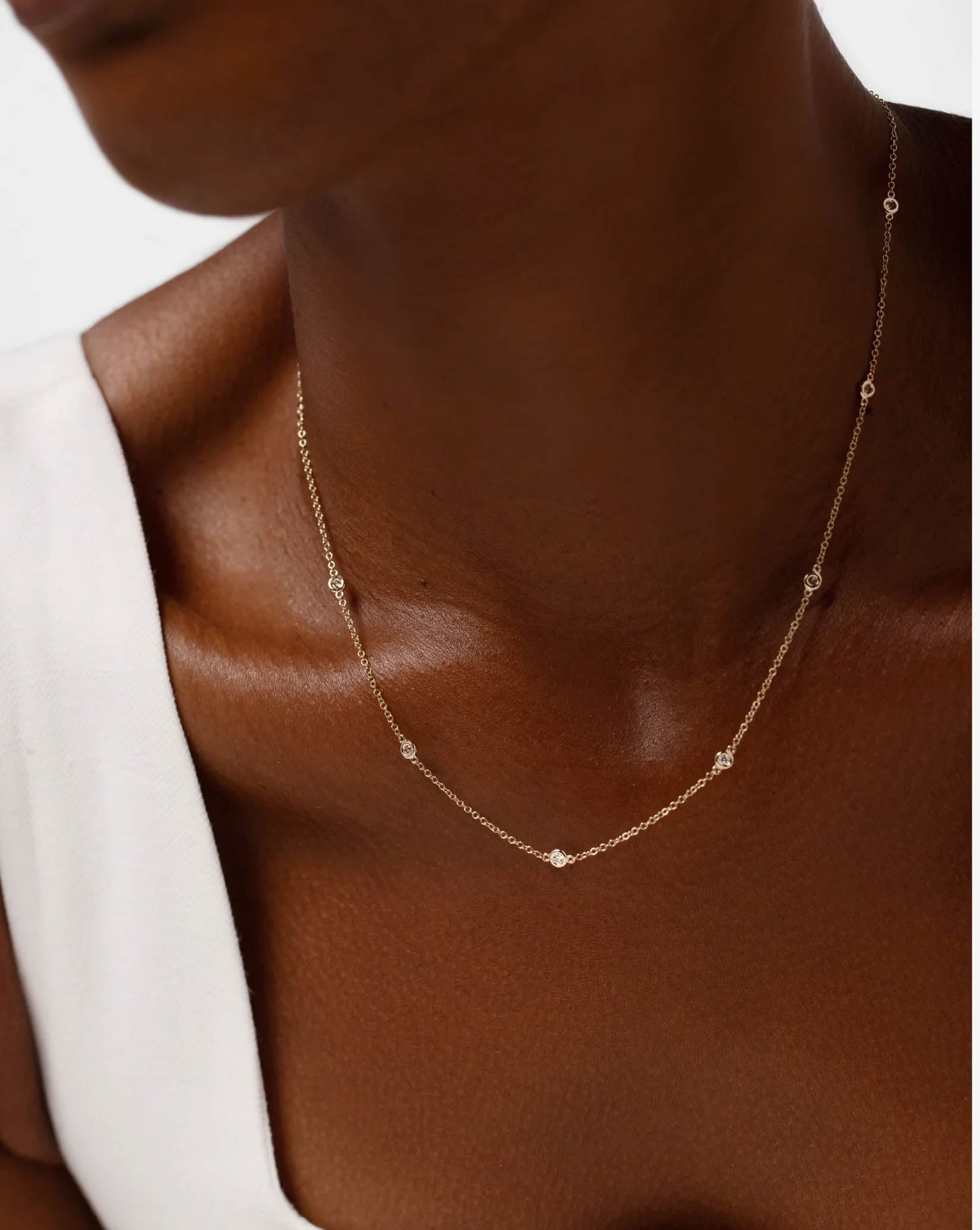 Diamond Bezel Station Necklace
