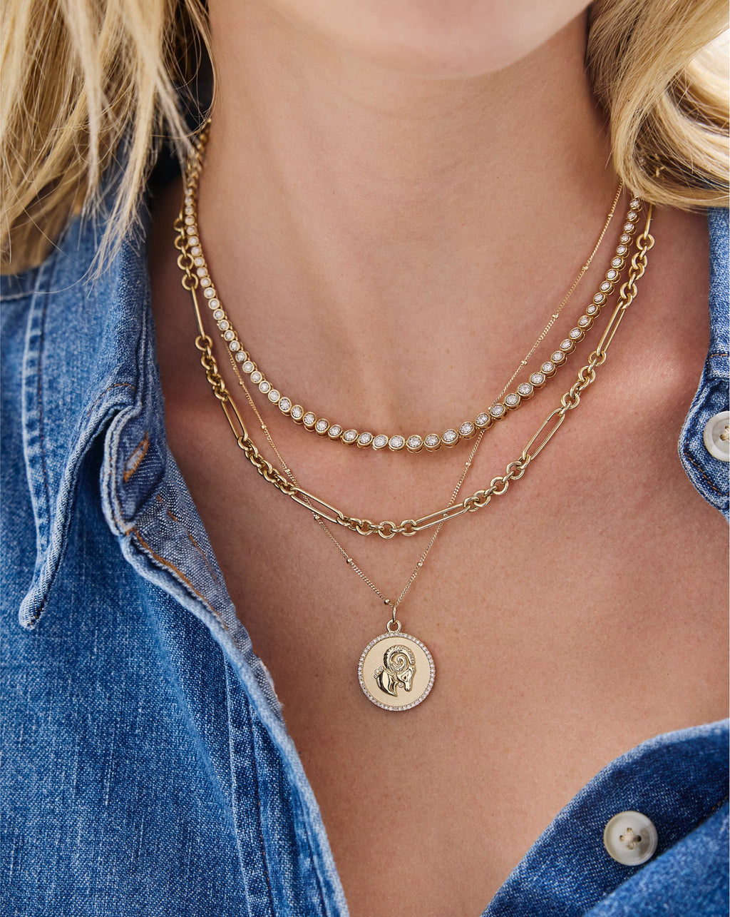 Graduated Bezel Diamond Tennis Necklace