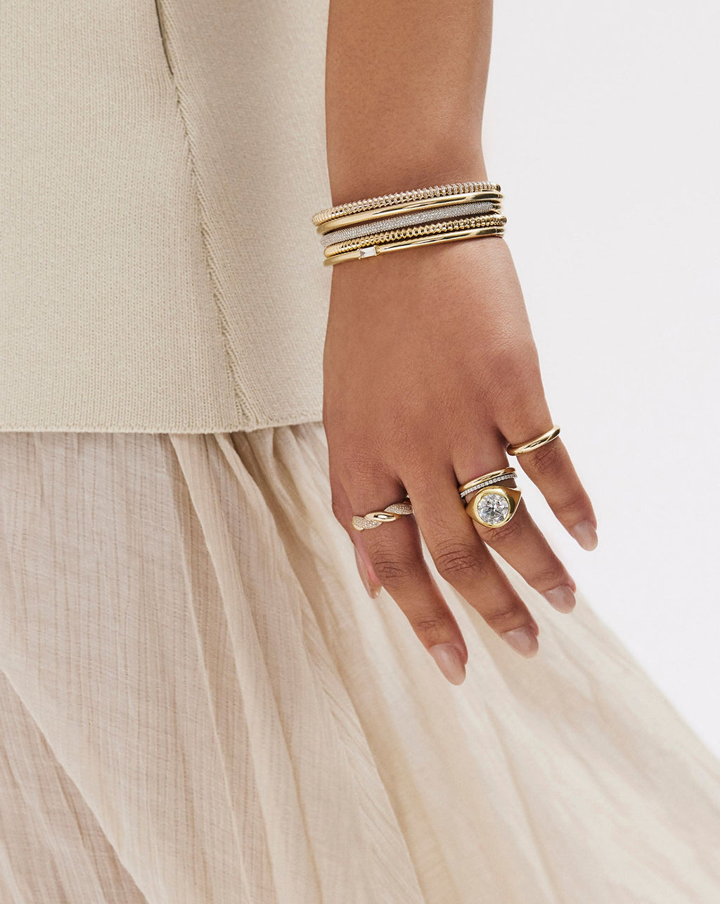 Stackable Gold Cloud Bangle