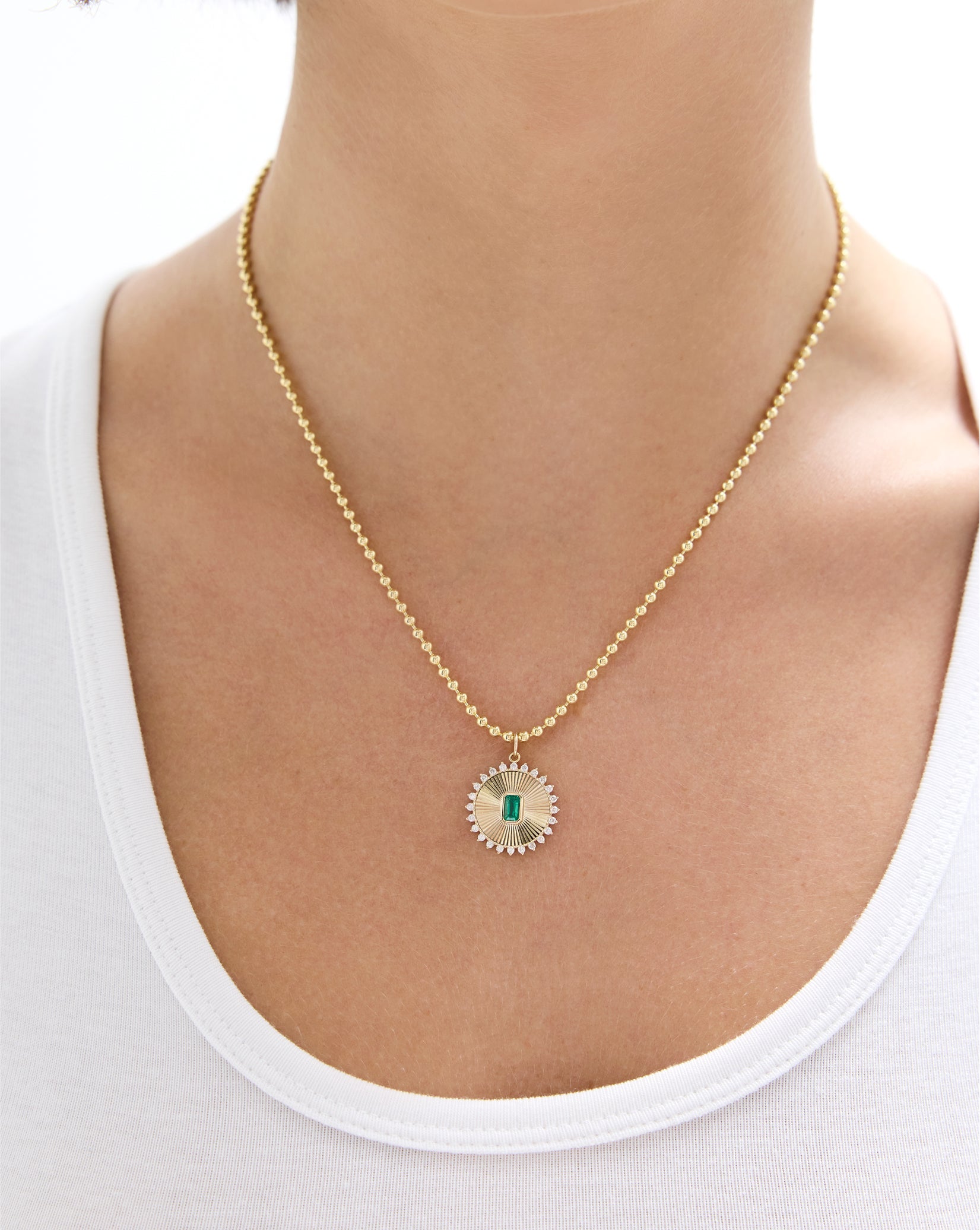 Fluted Emerald Pendant