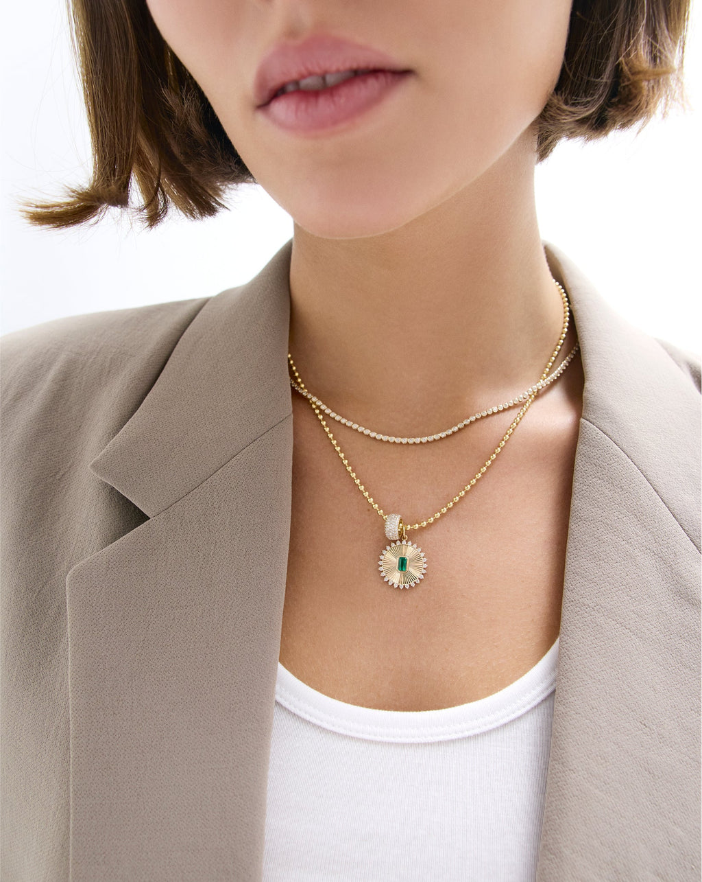 Fluted Emerald Pendant