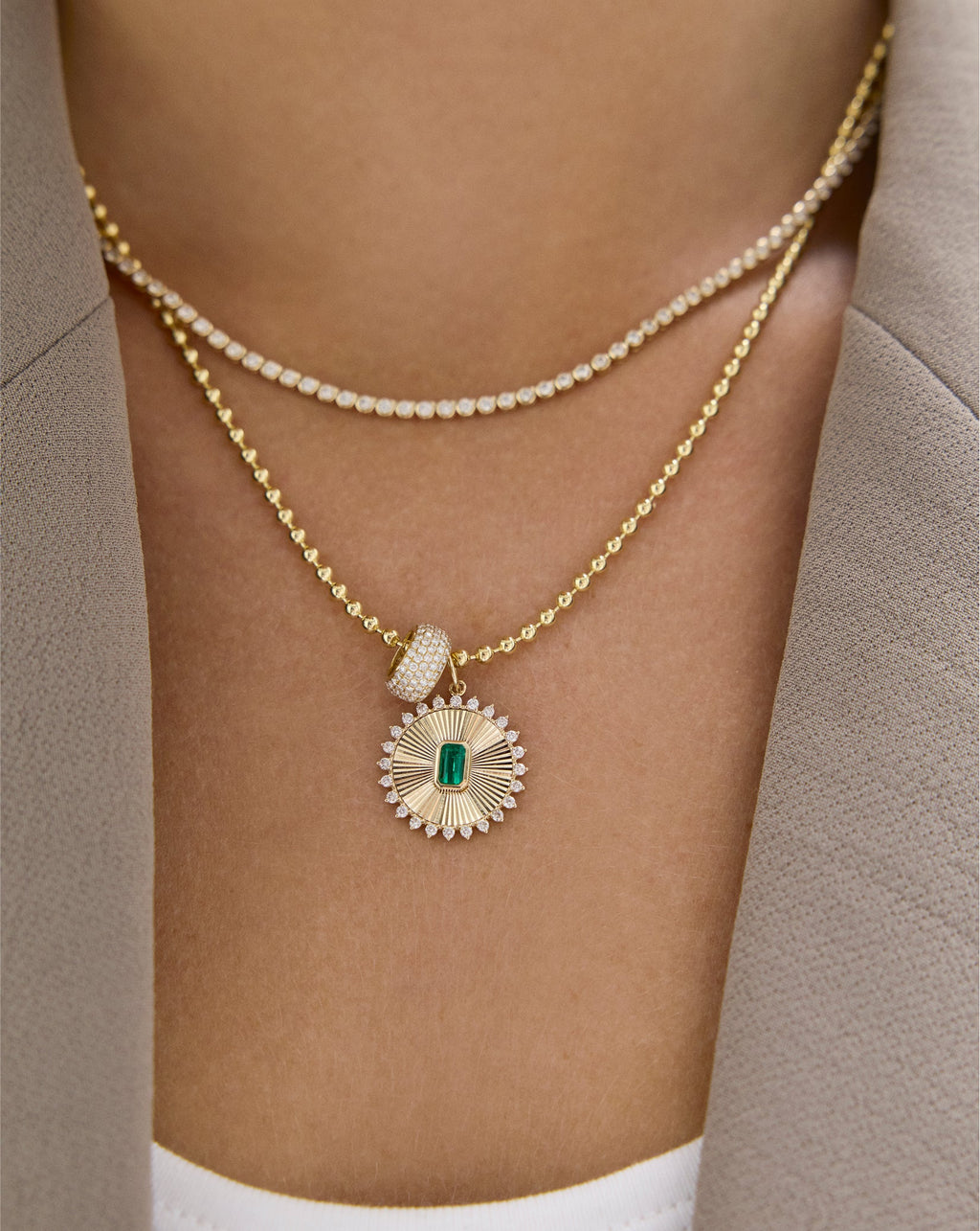 Fluted Emerald Pendant