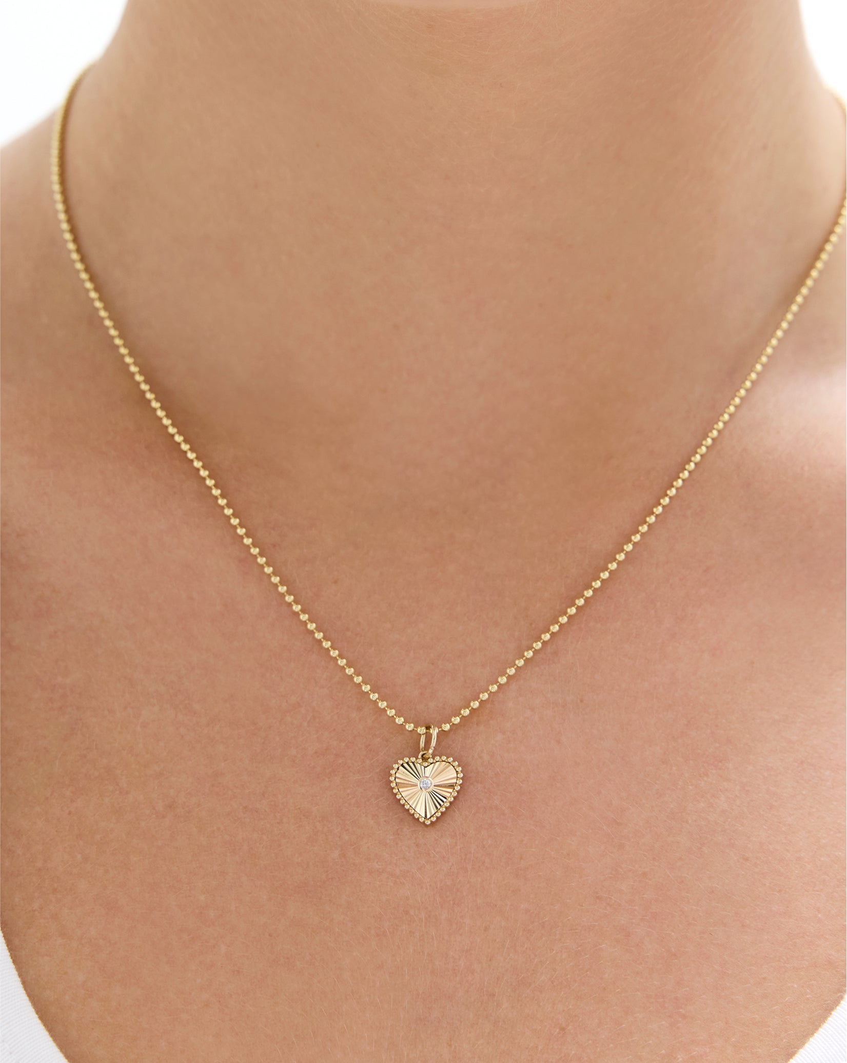 Fluted Heart Diamond Pendant