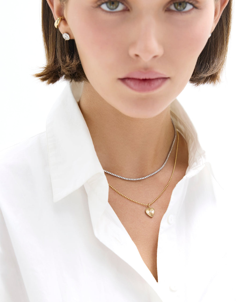 Fluted Heart Diamond Pendant