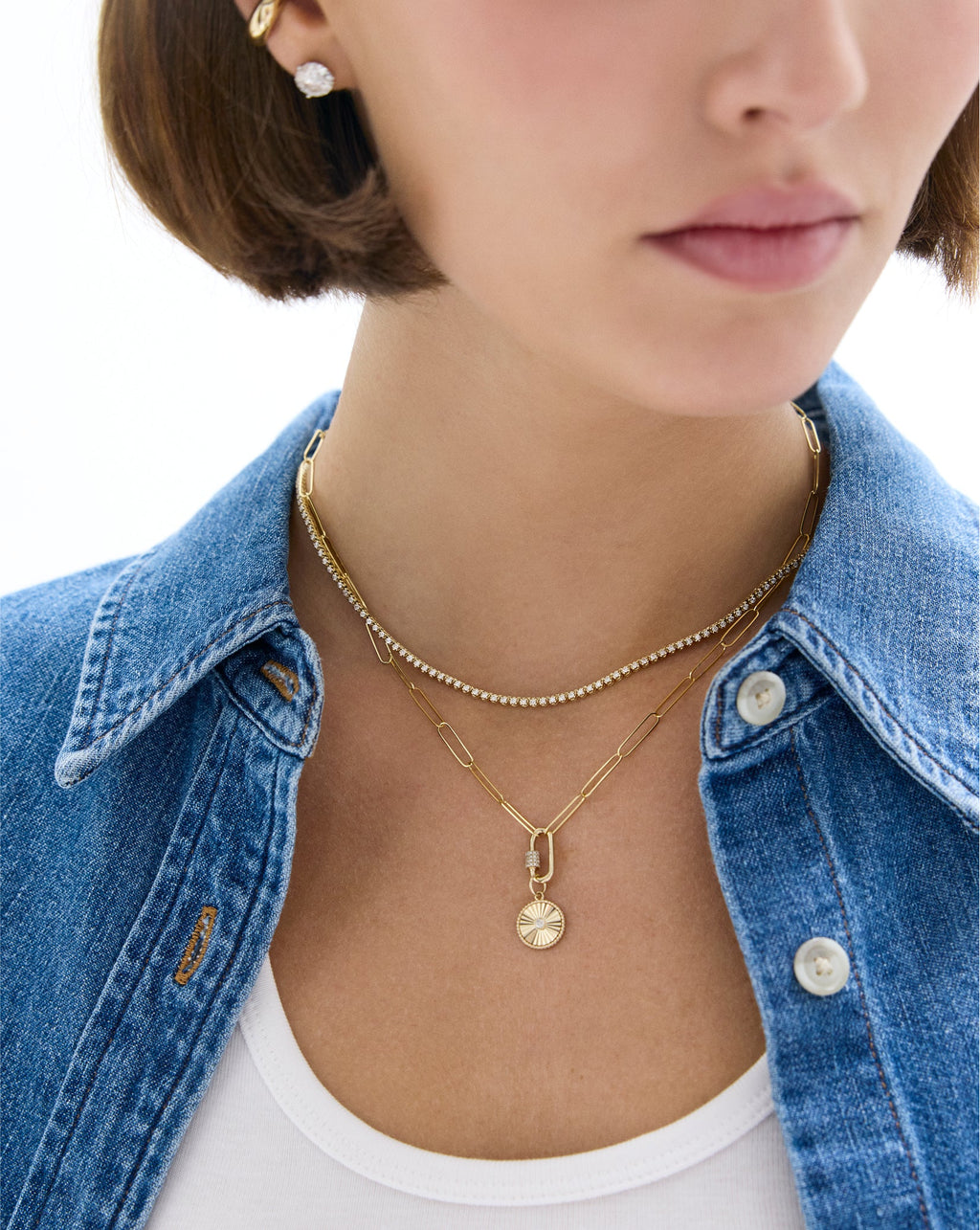 Fluted Round Diamond Pendant
