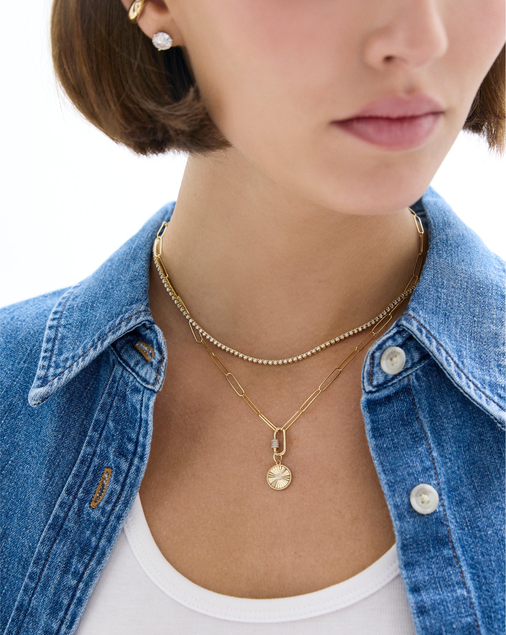Fluted Round Diamond Pendant