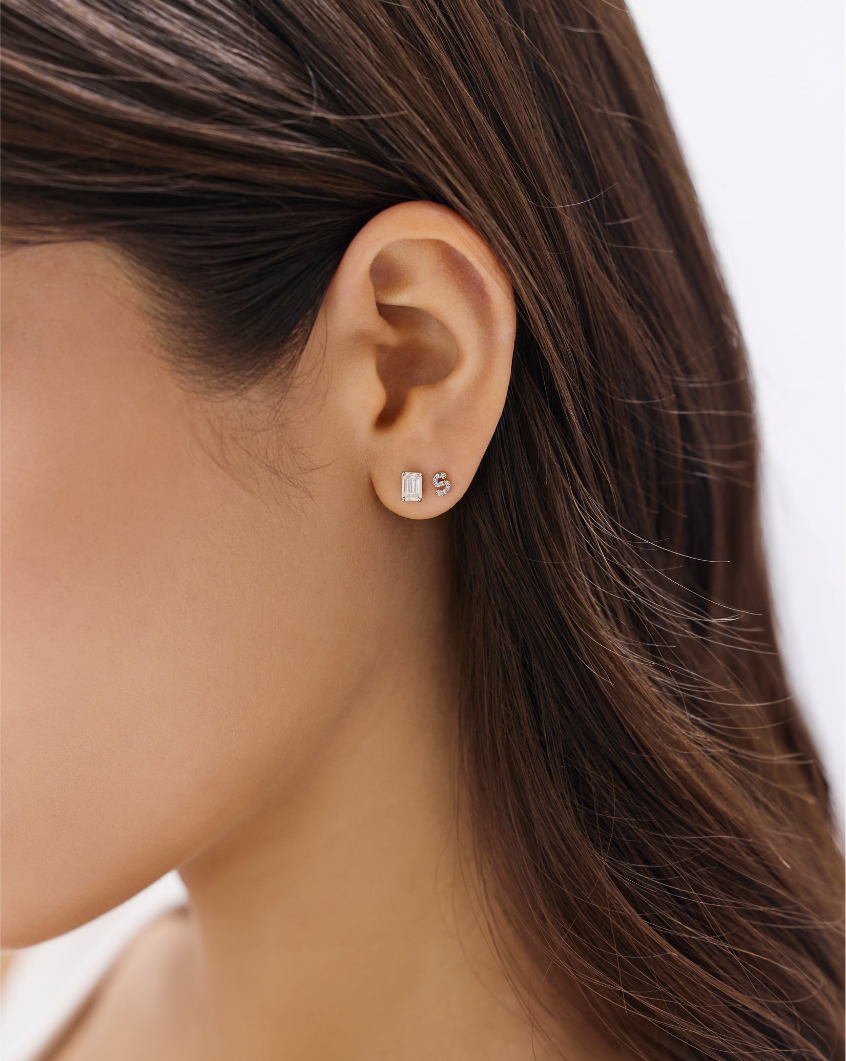 Mini Letter Pavé Stud