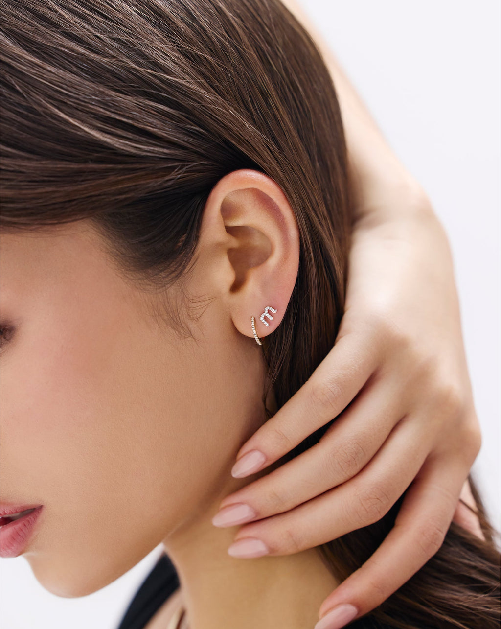 Mini Letter Pavé Stud