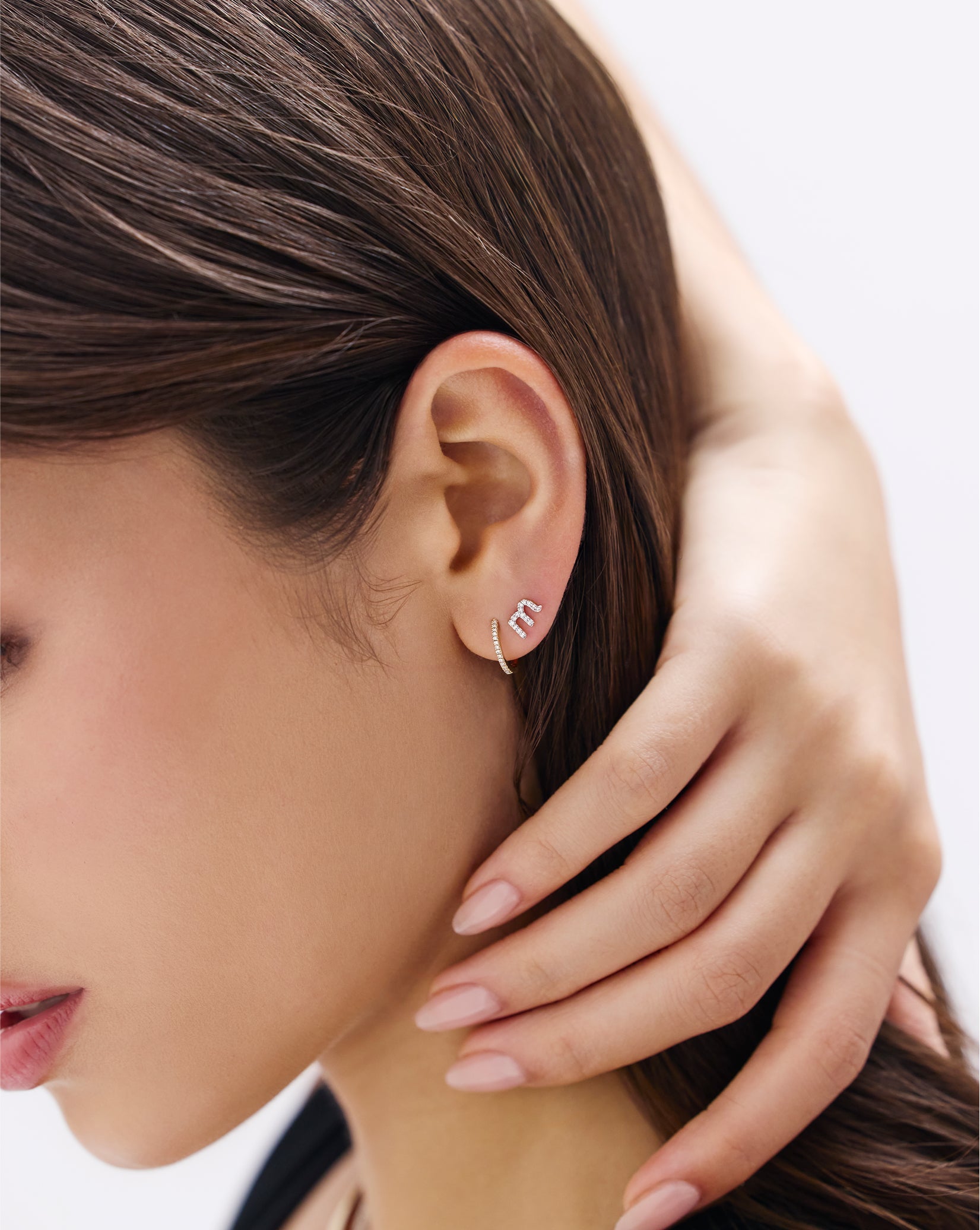 Mini Letter Pavé Stud