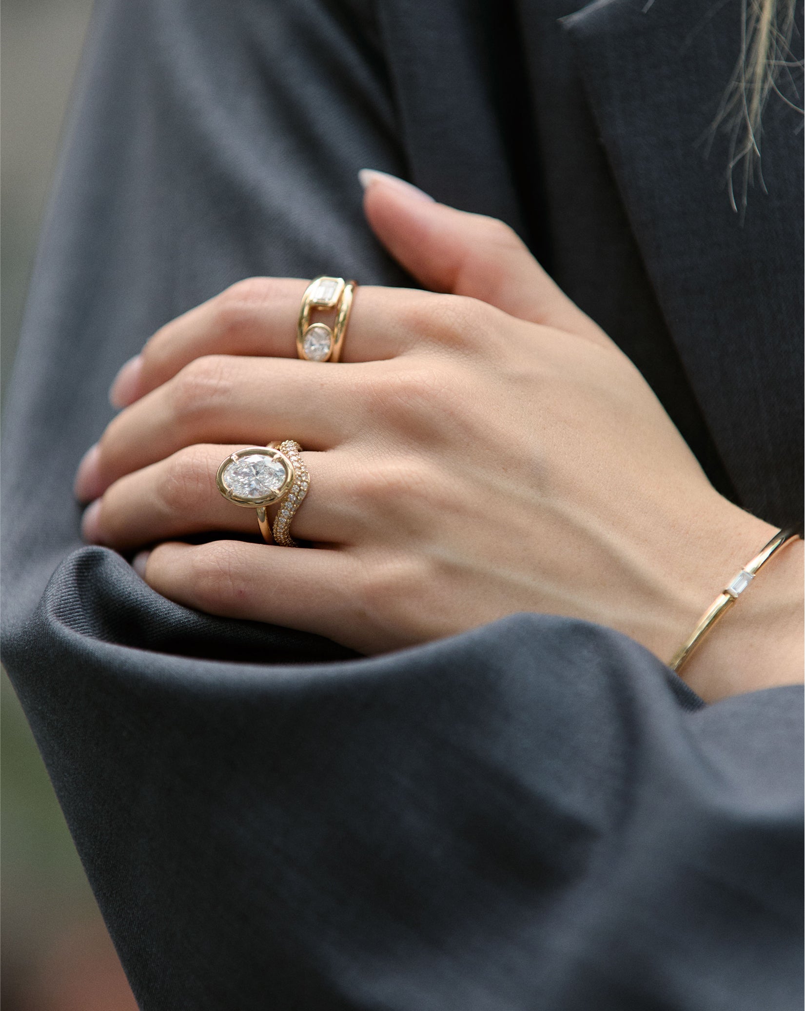3.52 Oval Lab Diamond in Cloud Bezel