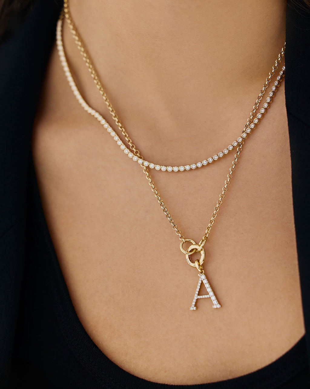 Large Diamond Initial Pendant