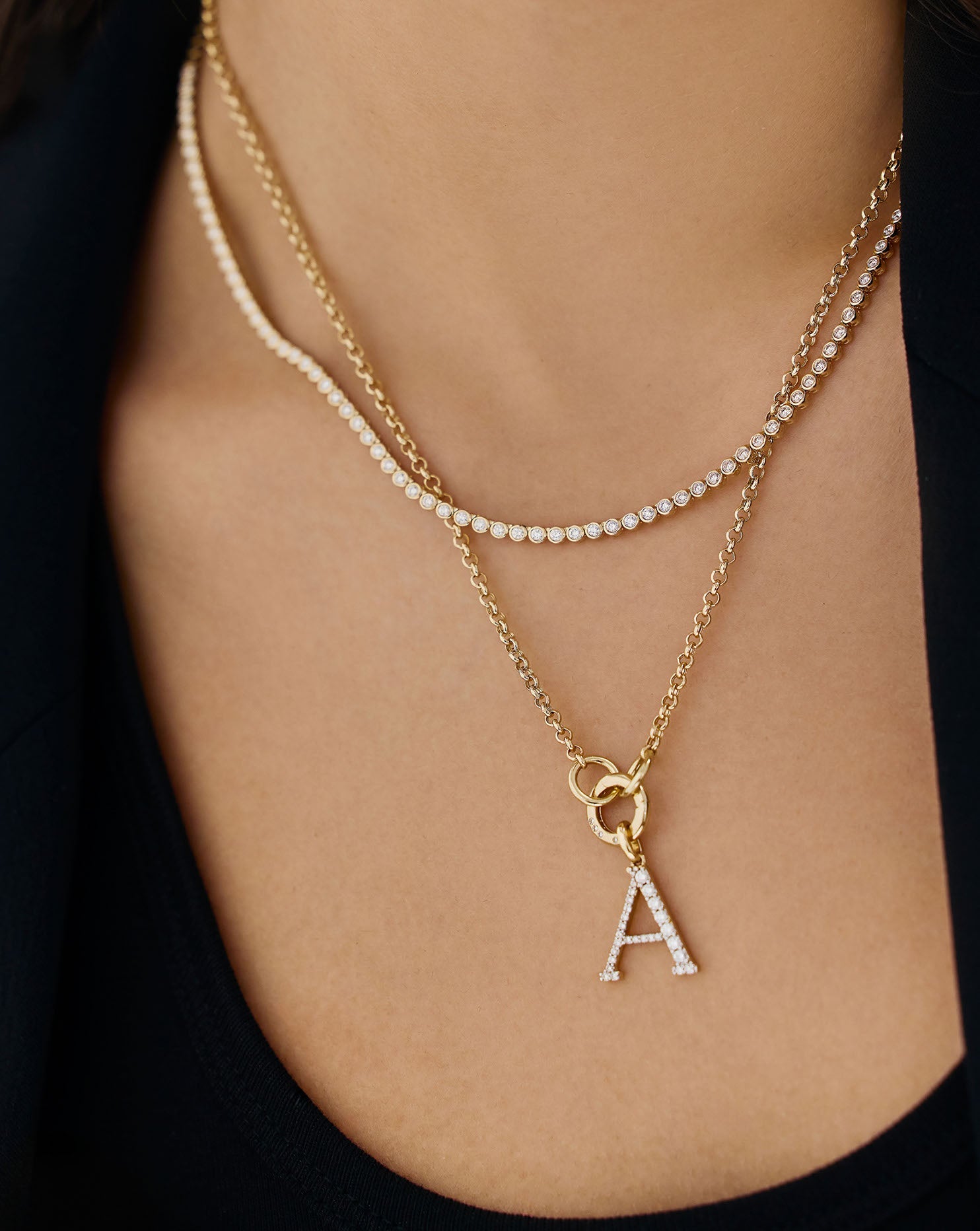 Large Diamond Initial Pendant