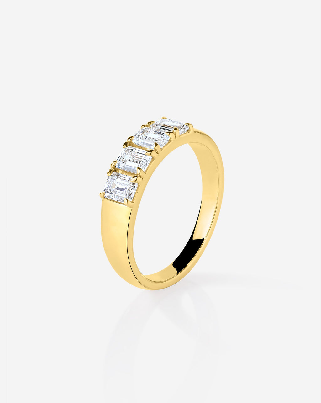 4-Stone Emerald Diamond Wedding Band