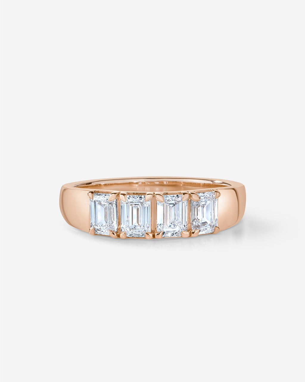 4-Stone Emerald Diamond Wedding Band