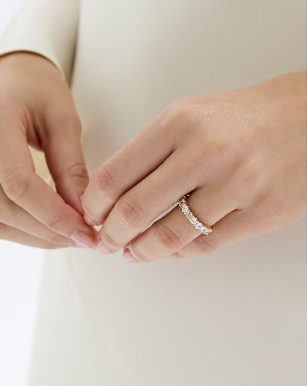 Hexagon Diamond Wedding Band
