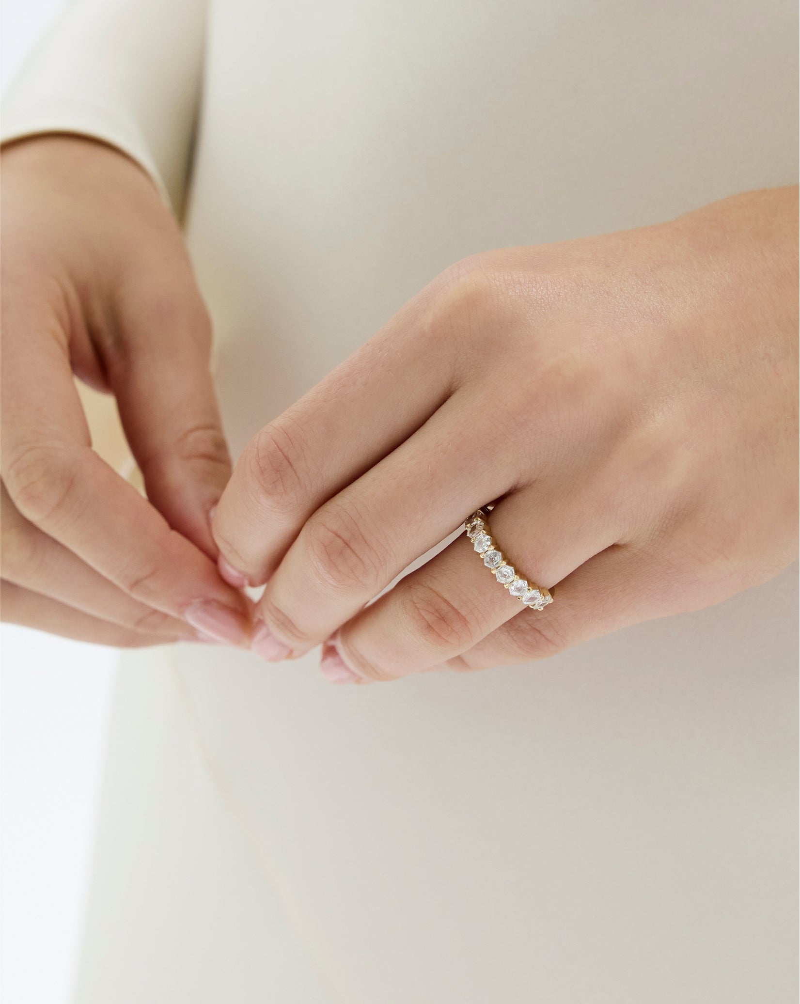 Hexagon Diamond Wedding Band