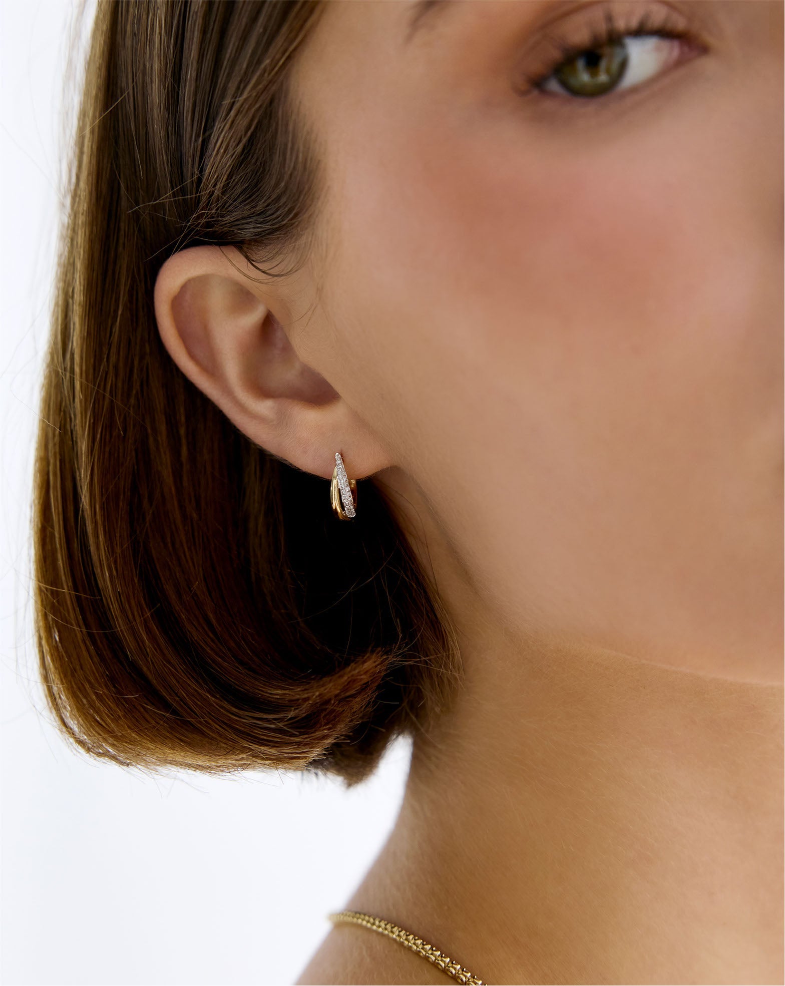 Double Row Diamond Hoops