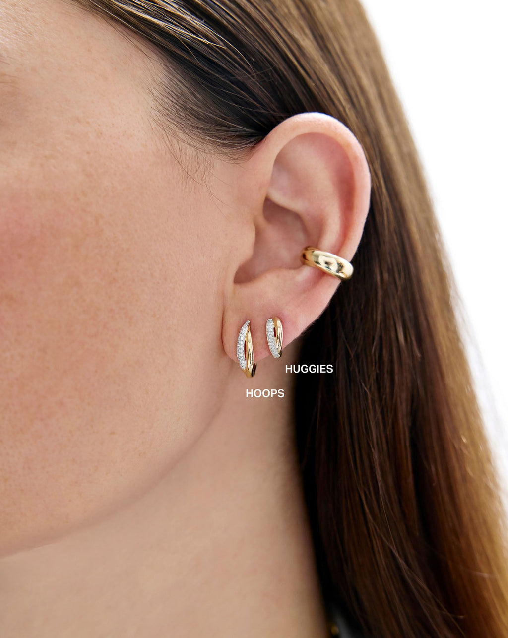 Double Row Diamond Hoops