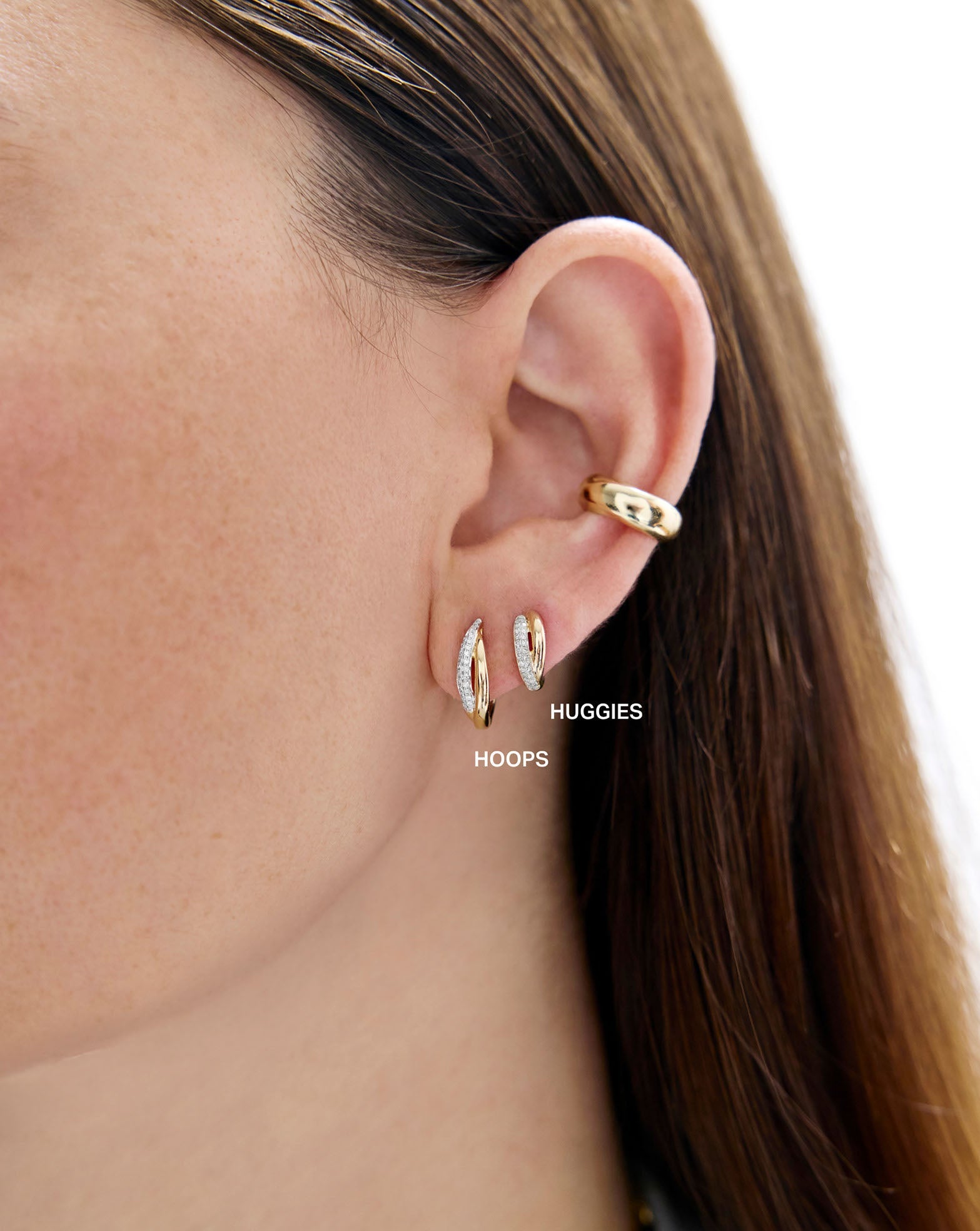Double Row Diamond Hoops