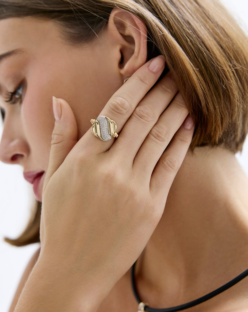 Multiway Pearl and Pavé Ring