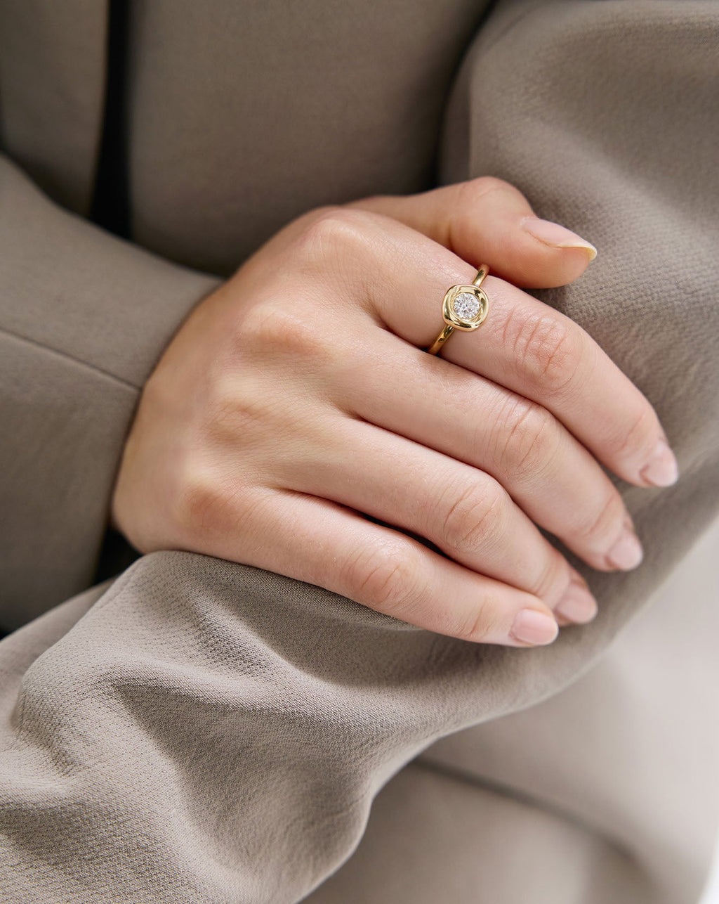 Organic Bezel Lab Diamond Ring