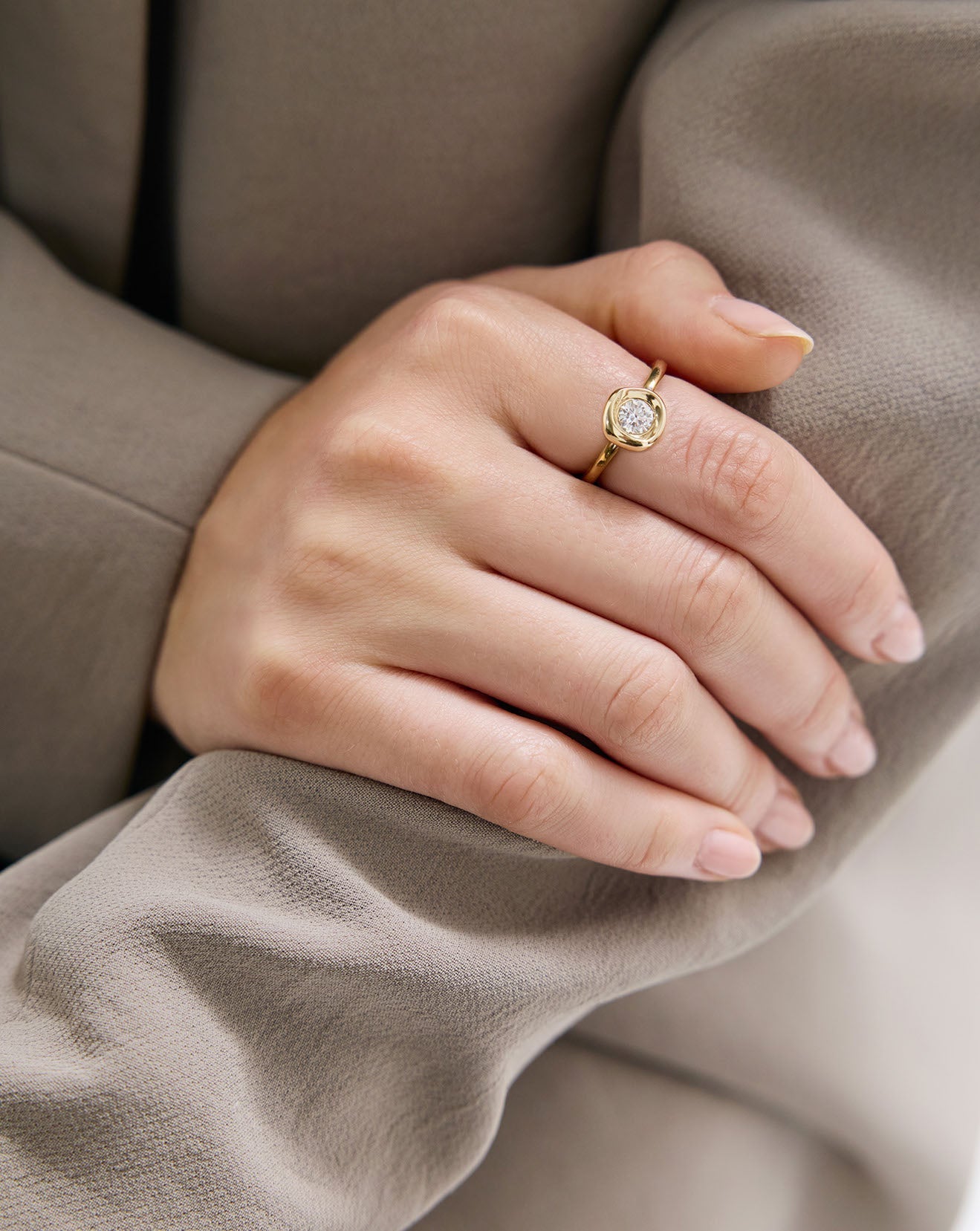 Organic Bezel Lab Diamond Ring