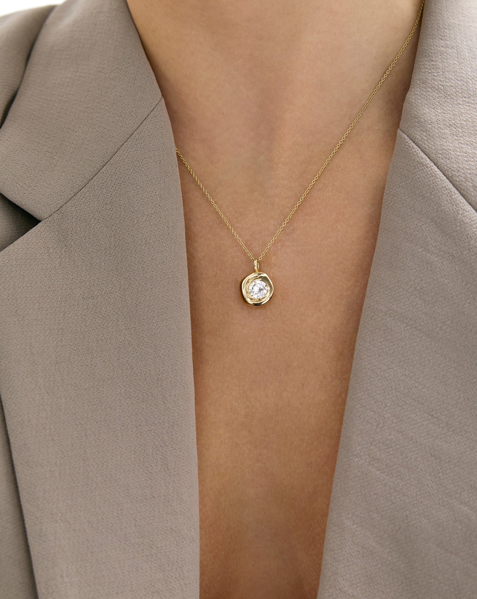 Organic Bezel Lab Diamond Pendant