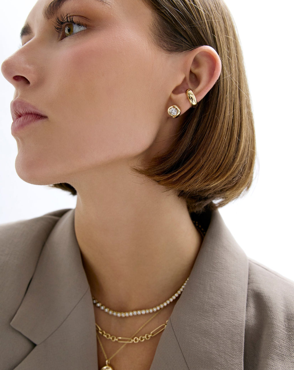 Organic Bezel Lab Diamond Studs