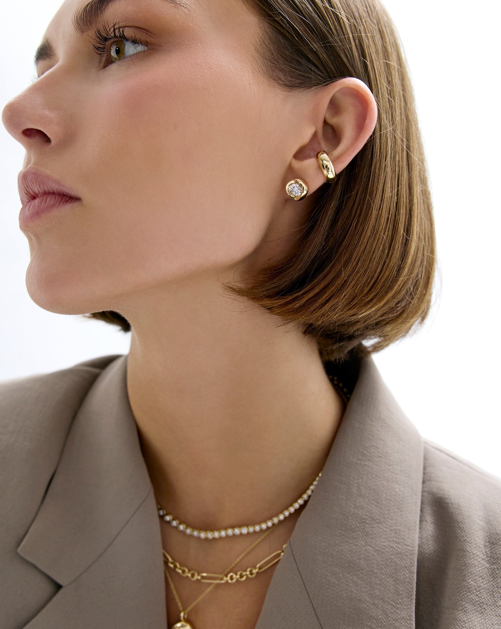 Organic Bezel Lab Diamond Studs